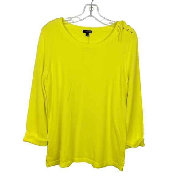 Talbots Knit Sweater NWT Chartreuse Yellow Size Medium - Picture 4 of 11